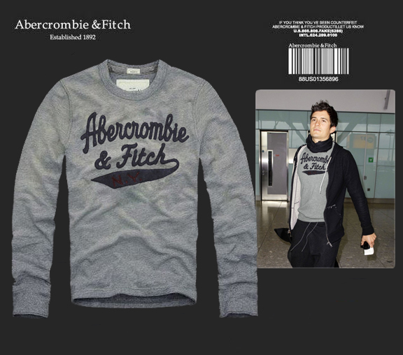 Abercrombie Fitch Hombres De Cuello Redondo Con Gente Fotos Largo Remera AF6081